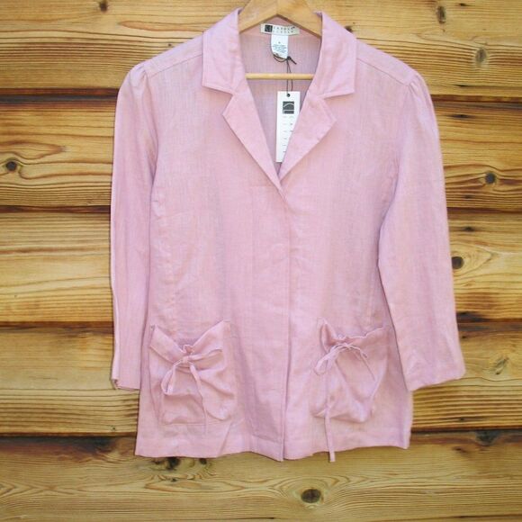 Pink Linen Top Jacket Shacket - Picture 1 of 7